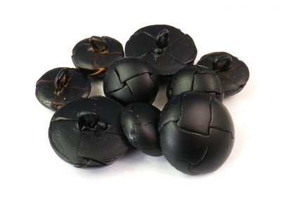 画像4: 本皮革ボタン  マットなケシ加工　高級な金属足　バスケットボール型　黒色　100ＭK-4