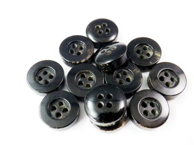 画像4: 本水牛ボタン　シャツ専用ボタン  4mm厚　ツヤの黒色  B-811-4mm