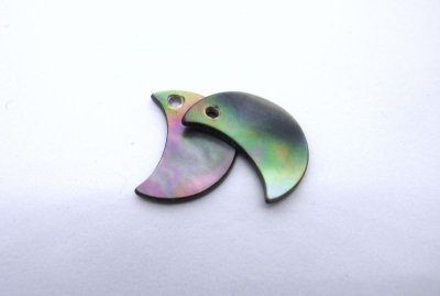 画像6: 貝パーツ　三ケ月型　穴無しタイプ、1穴タイプ　黒蝶貝 SH2119