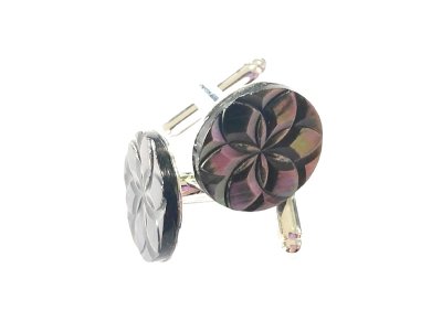 画像5: 花の模様にカットした カフリンクス 　カフスボタン　B-MOP 黒蝶貝