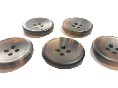 画像3: 本水牛ボタン 4穴 半ツヤ 貴重な茶色 優しいライン No.510 お得な5個セット