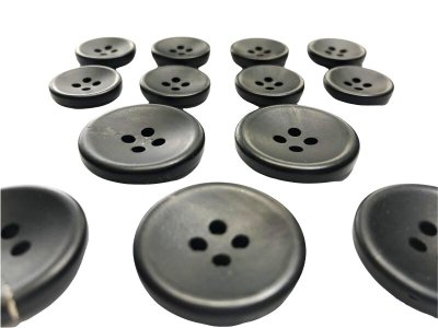 画像3: 本水牛釦　コート (1)着分 半ツヤ加工 黒色  No.510-B