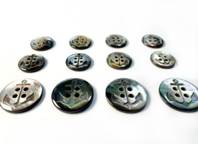 画像3: 黒蝶貝 貝ボタン スーツ1着分セット　イカリ（アンカー）ボタン　SH-2216