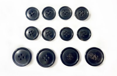 画像3: 本水牛ボタン  スーツ(1)着分 黒色 ツヤ有り No.1058