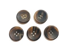 本水牛ボタン 4穴 半ツヤ 貴重な茶色 優しいライン No.510 お得な5個セット