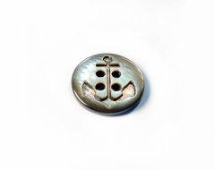 黒蝶貝  貝ボタン  イカリ（アンカー）型彫刻を施した貝ボタン 4穴　SH-2216